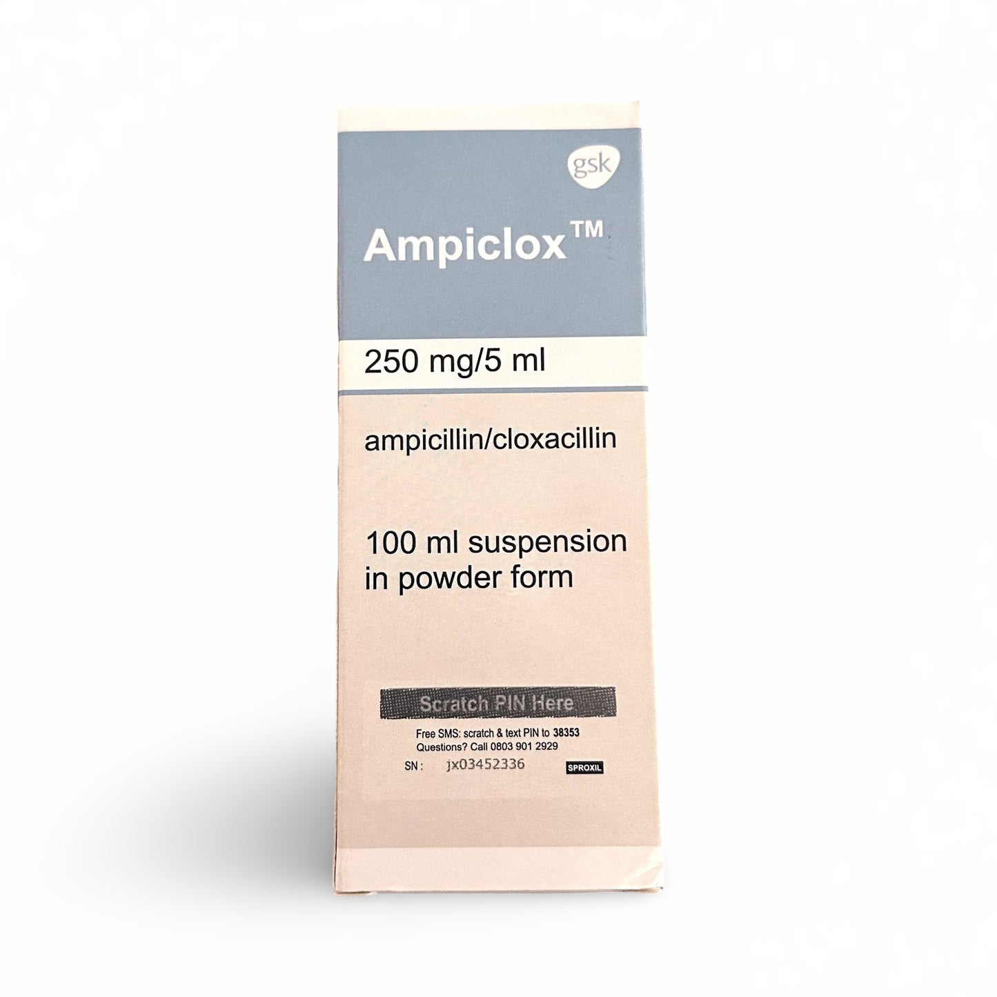 Ampiclox 250mg/5ml 100ml Suspension in Powder form